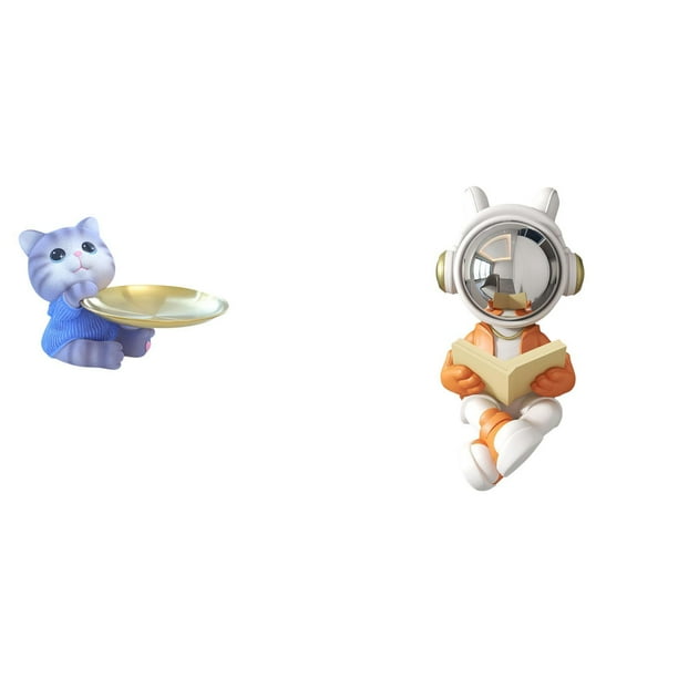 Figura de oso,Bandeja para gatos Bandeja para dulces para gatos Bandeja para estatuas de resina,Estatua del astronauta,Figura decorativa espacial de estatua de astronauta,Escultura de figura de