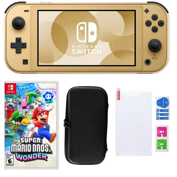 Nintendo Switch Lite Hyrule Console with Super Mario Bros. Wonder & Accessories