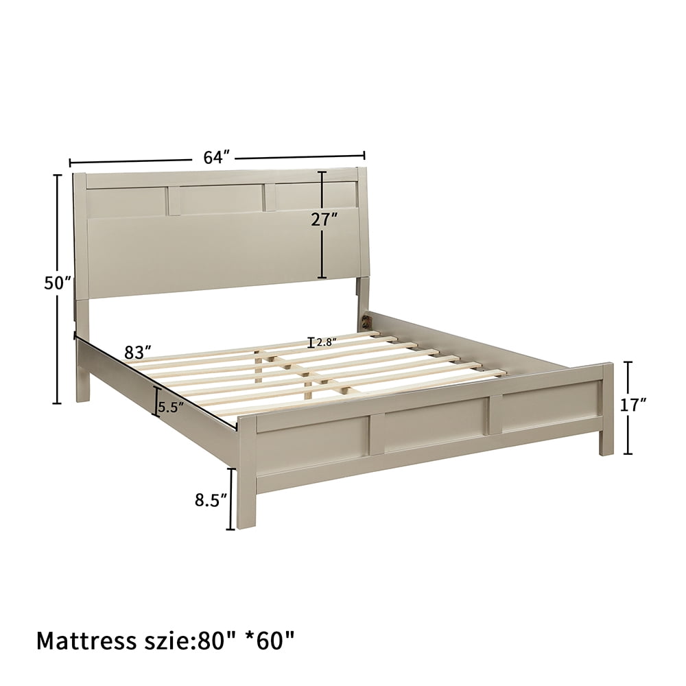 Queen Platform Beds, Bed Frame for Bedroom, Guest Room, Silver