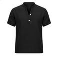 thumbnail image 4 of Rvwovn Men's Lightweight Cotton T-Shirt - Short Sleeve Band Collar Summer Casual Henley Solid Top, 4 of 6