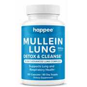 Lung Detox & Cleanse Supplement for Smokers w/ Mullein Leaf Extract, Easy Breathing & Respiratory Support - 60 Capsules