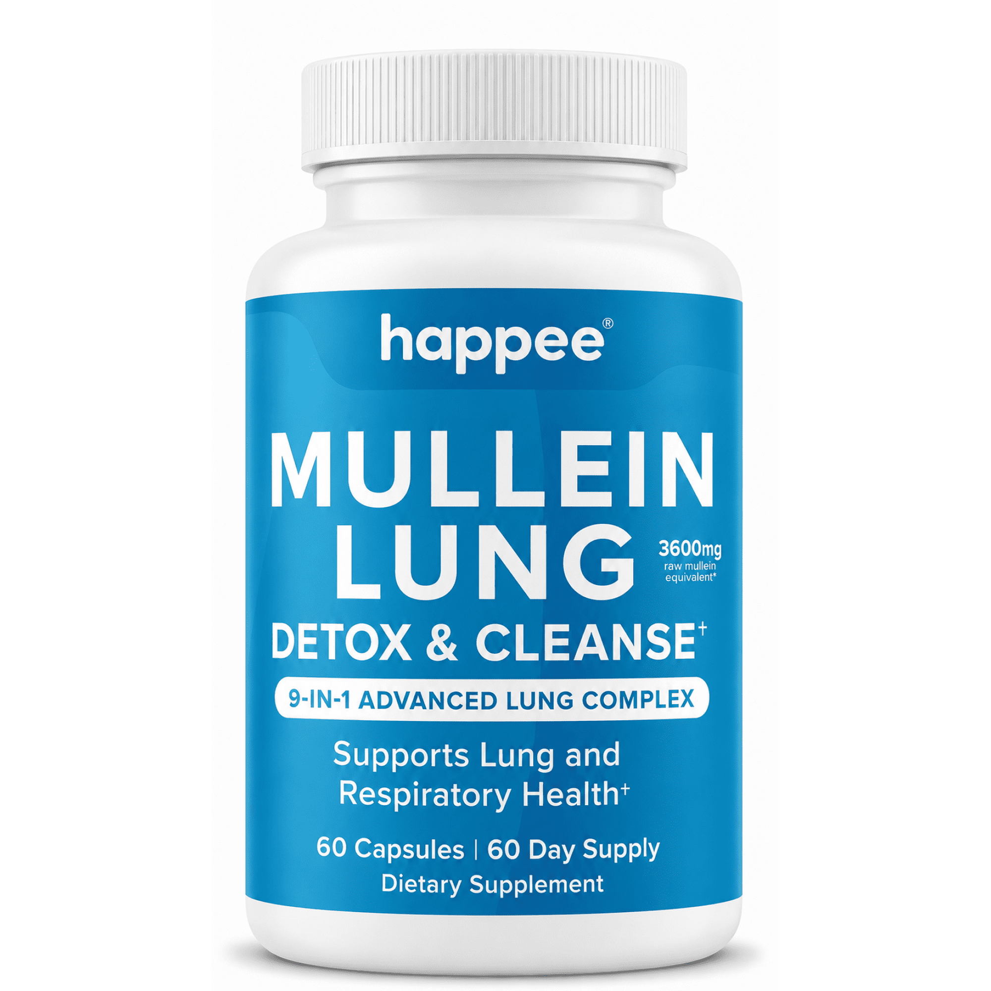 Lung Detox & Cleanse Supplement for Smokers w/ Mullein Leaf Extract, Easy Breathing & Respiratory Support - 60 Capsules