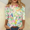 thumbnail image 2 of Drses Casual Tops for Women,Blouses for Women 2024 Women's 3/4 Length Sleeve Tops Casual Printed T-Shirts Round Neck Cute Tunic Tops, 2 of 5