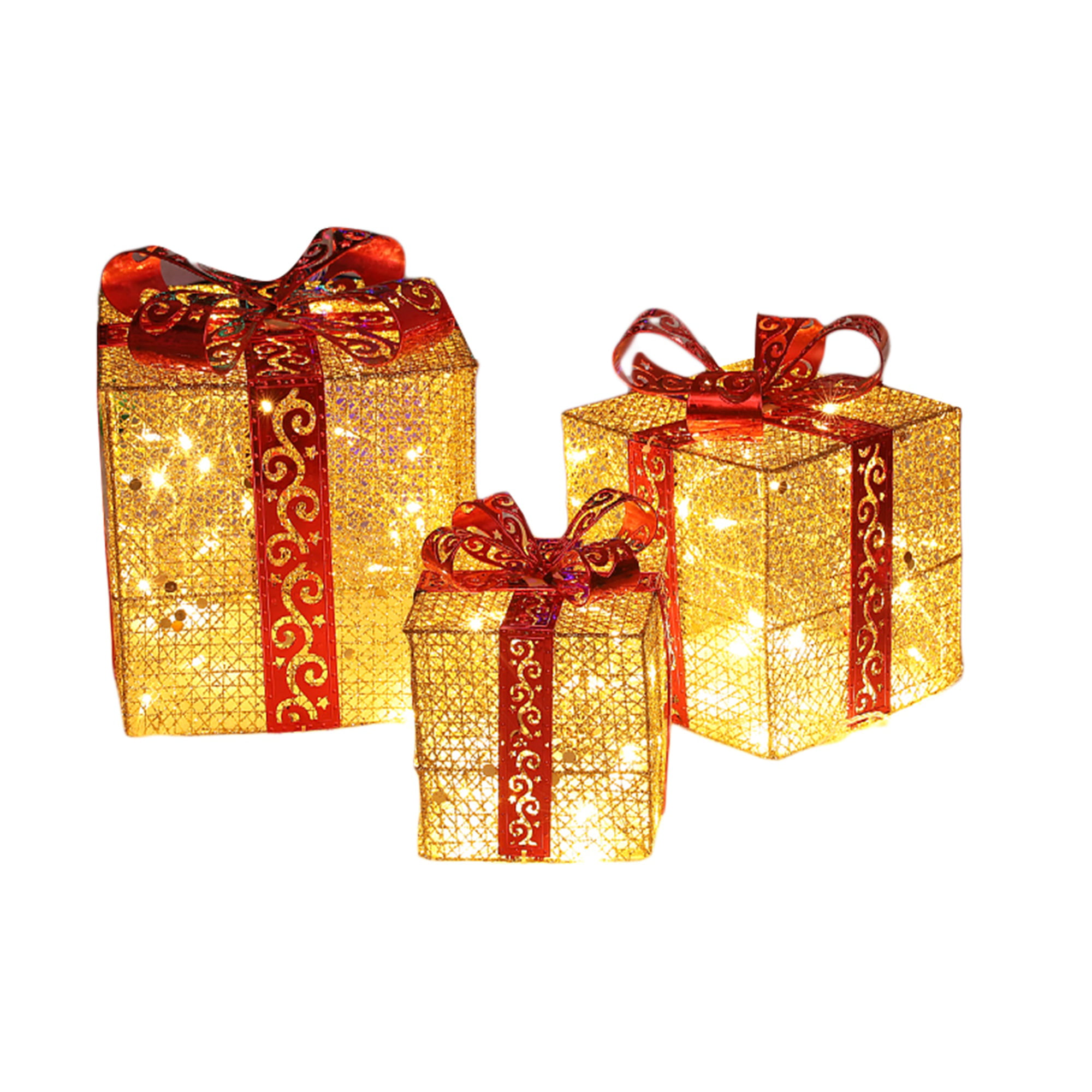 Michellecmm 3Pcs Christmas Lighted Gift Boxes Christmas Decoration ...