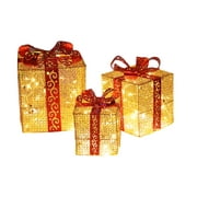 Harborsoul Christmas Decoration Lighted Gift Box, Wrought Iron Christmas Layout