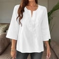 thumbnail image 2 of WXLWZYWL Boho Tops for Women Blouses Dressy Casual V Neck 3/4 Sleeve Shirts Casual Loose Fitted Blouses 2026 Fashion Clothes, 2 of 6