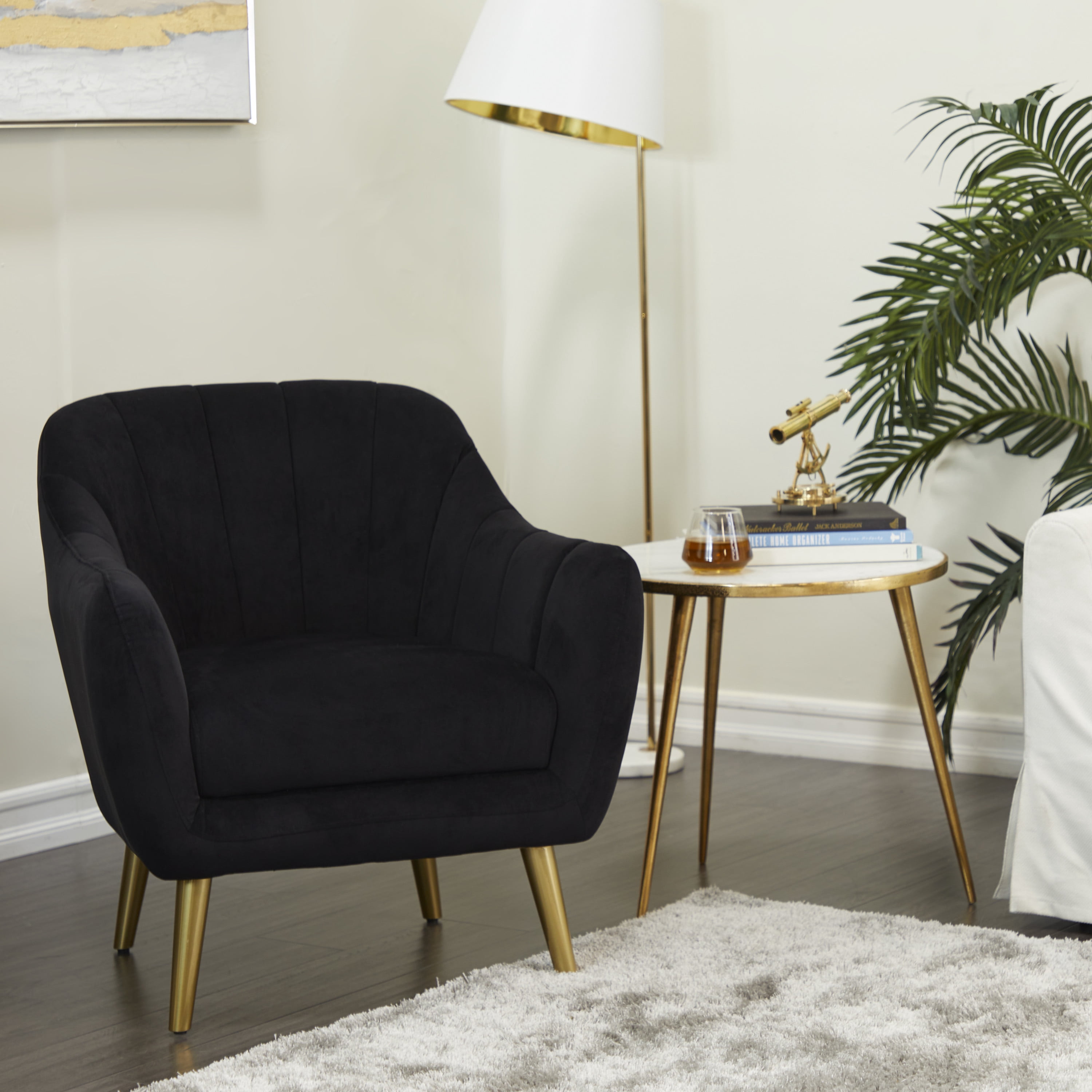 DecMode 30" x 32" Black Polyester Accent Chair, 1-Piece