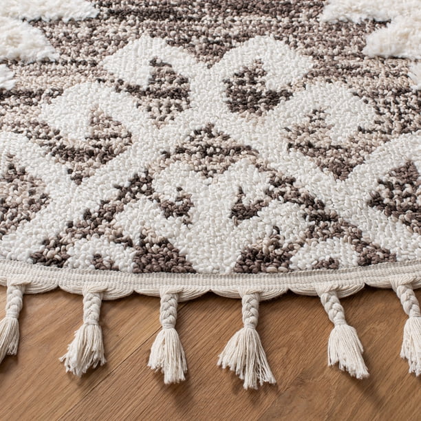 SAFAVIEH Moroccan Tassel Desmond Southwestern Shag Area Rug, Ivory