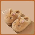 thumbnail image 2 of DHFJKG Kids Winter Fuzzy Closed-Back Slippers Warm Cute Rabbit Shape Cartoon Character Critter Flat Bottom Rubber Sole Kawaii House Slippers, 2 of 4