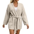 thumbnail image 5 of WRKEKC Cardigan Sweaters for Women Solid Color Mid Length Belted V-Neck Long Sleeve Knit Cardigan with Pockets, 5 of 6