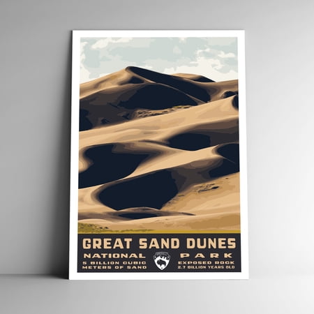 Great Sand Dunes National Park Vintage Travel Poster / Postcard WPA Style Retro Colorado