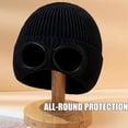 thumbnail image 4 of Unisex Solid Color Goggle Lens Design Beanie Hat,Beanie Winter Hat with Goggles, 4 of 8