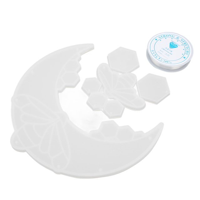 Molde de silicona para colgante de flor, molde de silicona para bricolaje, forma de abeja, luna, agujeros para colgar, moldes para hacer fundición con cuerda
