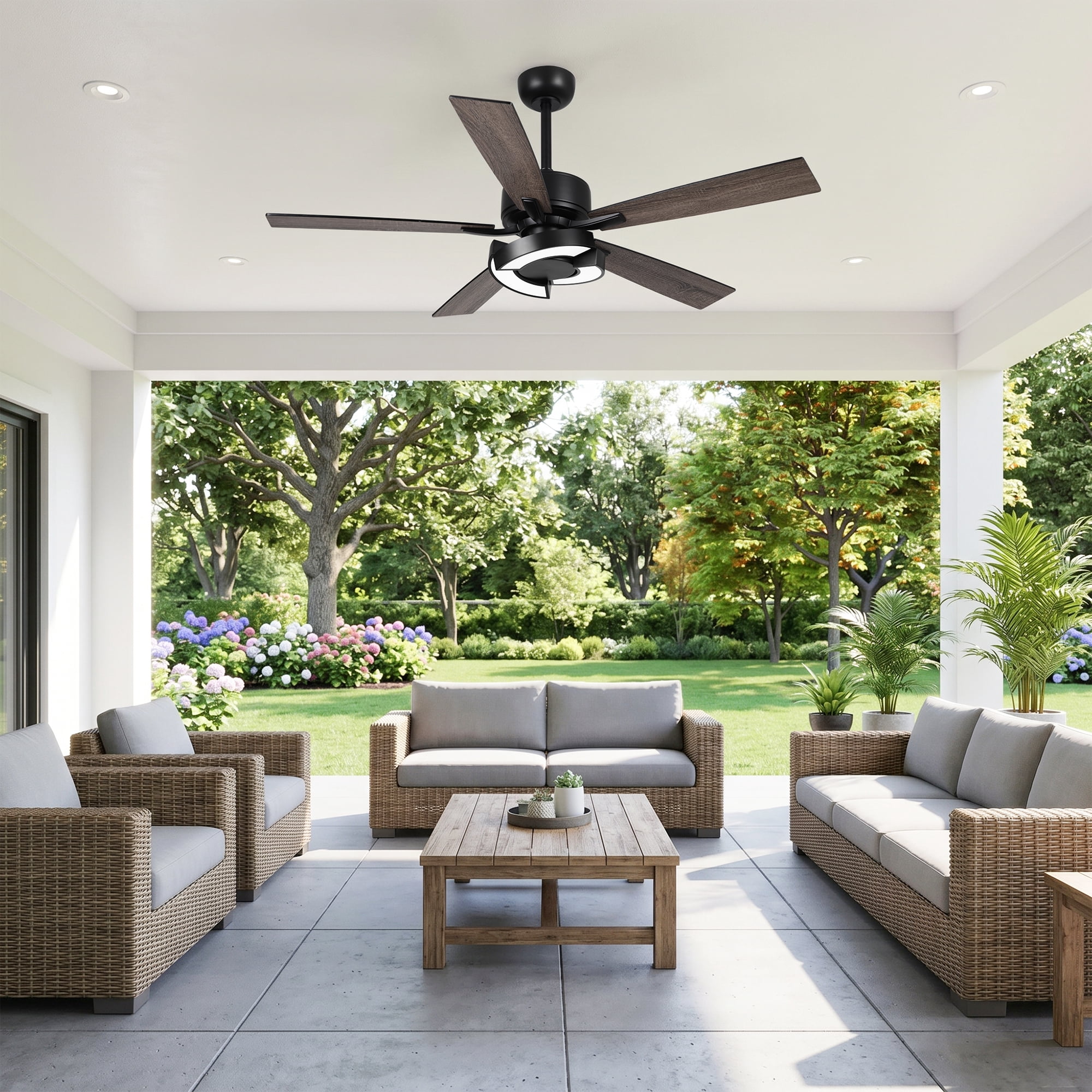 Parrot Uncle 52" Modern Dimmable LED Chandelier Ceiling Fan with Remote, Double-sided Blades, 3CCT, 6 Speeds, Reversible DC Motor