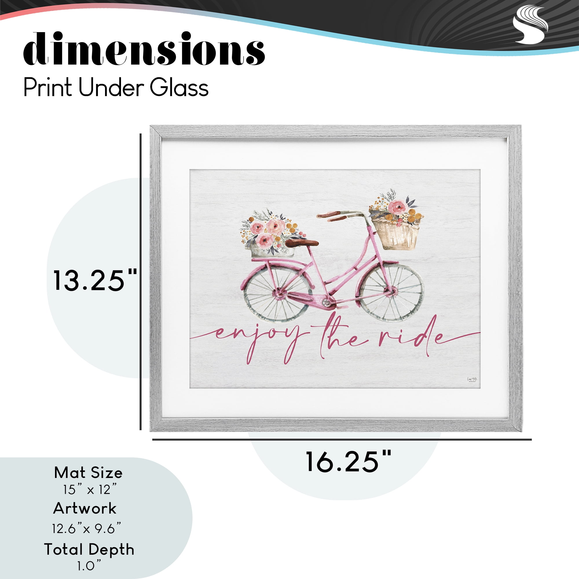 Stupell Industries Enjoy The Ride Bicycle Gray Framed Print Under Glass, design by Lux + Me Designs
