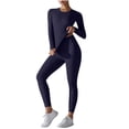 thumbnail image 2 of Frostluinai Sweatsuits for Women Workout Long Sleeve Stretch Yoga Tops High Waist Slim Fit Leggings Solid Sets 2 Piece Activewear for Women, 2 of 5