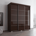 thumbnail image 3 of Aria 3 Door 71" Wide Modern High Gloss Wardrobe Armoire, Wenge, 3 of 5