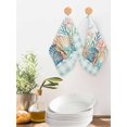 thumbnail image 2 of Nautical Coastal Kitchen Dish Towels for Drying Dishes Set of 3, Summer Sea Corals Shells Starfish Green Plaid Waffle Weave Microfiber Hand Tea Bathroom Towels Quick Dry & Absorbent Towel 12x12, 2 of 7