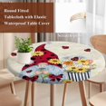thumbnail image 4 of Gnomes Round Tablecloth, Fitted Table Cover with Elastic for 45"-54" Round Tables, White Yellow Daisy Floral Country Garden Floral Table Cloth Outdoor Indoor Dinning Party Waterproof Tablecloths, 4 of 7