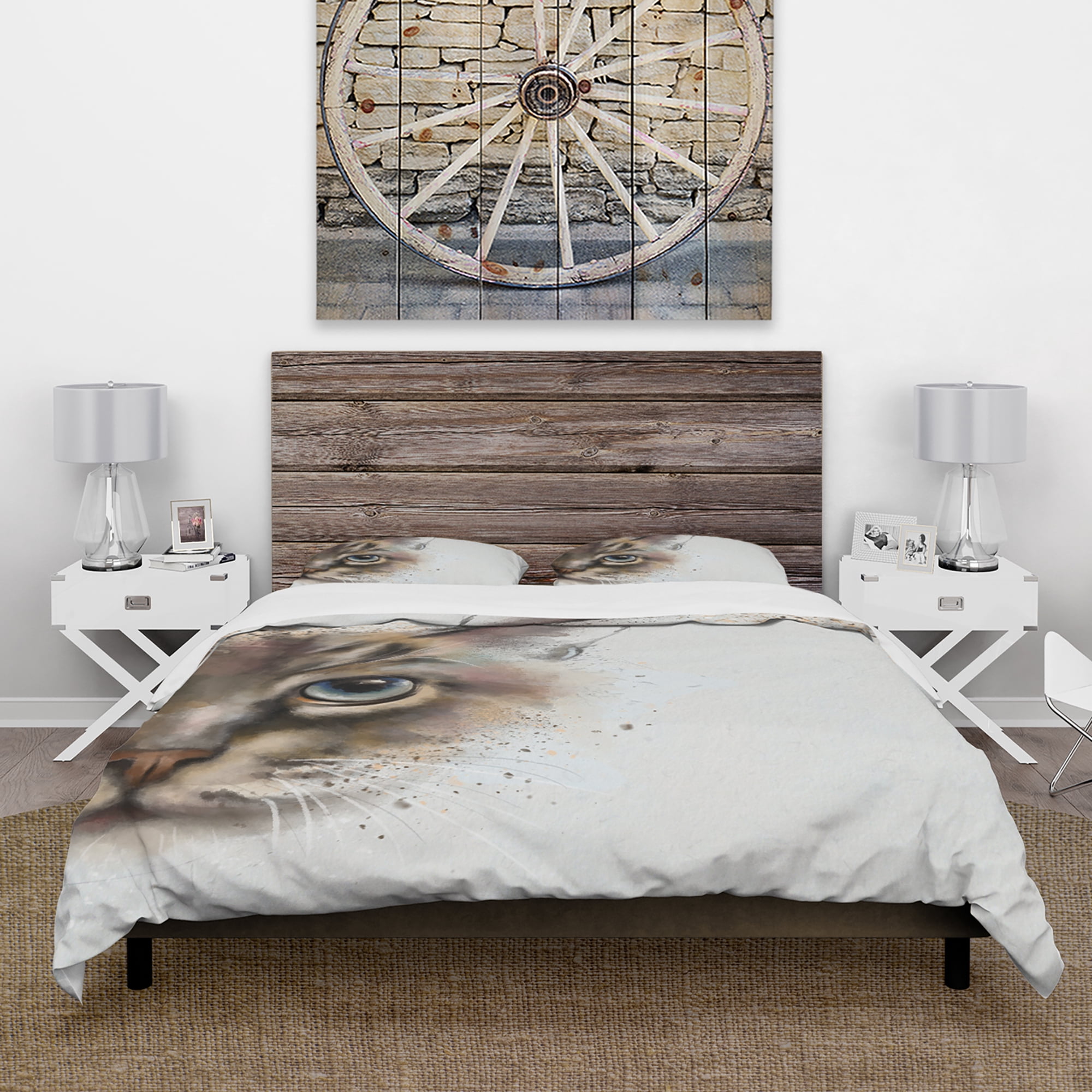 Designart 'Cat Half Face Watercolor' Animal Duvet Cover Set