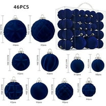 HCBY 46Pcs Velvet Christmas Ball Ornaments, Burgundy Flocked Shatterproof Plastic Balls for Xmas Tree Decorations, Wreath, Garland, Wedding & Holiday Party Decor Gift idea(Dark Blue)