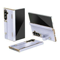 for Samsung Galaxy Z Fold 7 Case with Hinge Protection, Adjustable Hand Strap Kickstand, Shockproof Slim Plating Hard PC Cover, No Front Frame and Front Cover, for Samsung Galaxy Z Fold 7, Purple