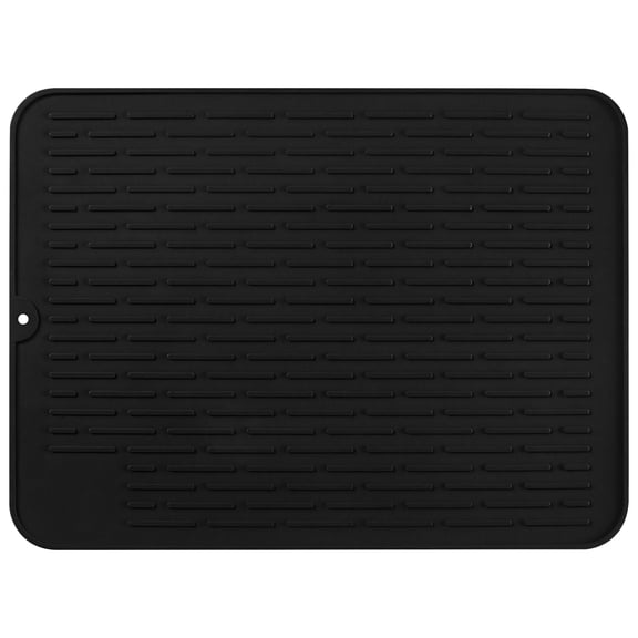 Silicone Dish Drying Mat for Kitchen Counter, Heat Resistant Non-Slip Sink Mat, 18x16 Inch Waterproof Table Protector with Hanging Hole