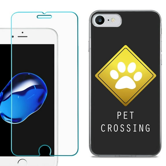 For Apple iPhone 7 / iPhone 8 Case, Slim-Fit TPU Phone Case, with Tempered Glass Screen Protector, by OneToughShield ® - Pet Crossing