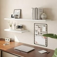 thumbnail image 4 of Floating Shelf Set of Wall Shelves in W x in D x in H Wooden Floating Wall Shelf with Invisible Brackets for Living Room/Bedroom/Bathroom/Kitchen Storage and Decor Walnut, 4 of 7