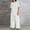 White, variant on women fashion and linen two piece casual wear short sleeve crew neck top trousers and sportswear suit Women Jumpsuit Dressy Suits for Women Formal Formal Dresses with Pants Dressy Pant Suits for A