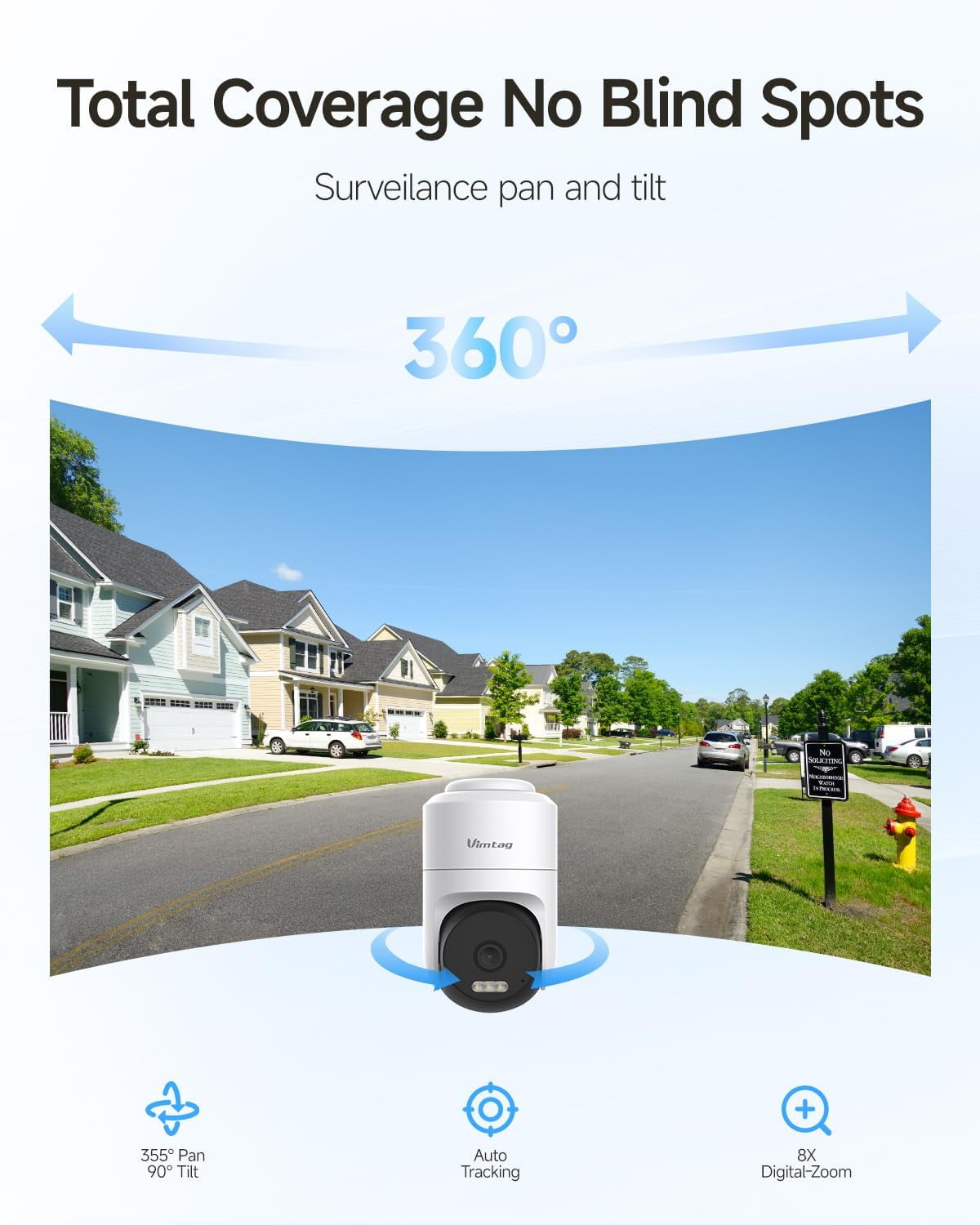 Vimtag Security Camera, 3.5K/6MP 360° Outdoor/Indoor Wired Plug-in 2.4G Wi-Fi Camera with Spotlight/Night Vision/Pan/Tilt/Speaker/2-Way Audio/Phone App/Human/Sound/Motion Detection for Home Security