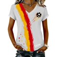 thumbnail image 1 of Women's Germany Football Graphic T-Shirt, Women's V-Neck T-Shirt German Soccer Letter Print Graphic Tee, Casual Fashion Top, Summer Short Sleeve Blouse for Soccer Tournament 2026 White Size: XL, 1 of 4