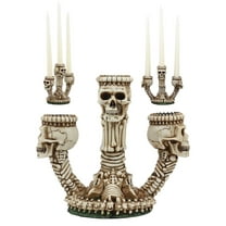 Ebros Gothic Trio Ossuary Graveyard Skulls And Skeleton Bones Candelabra Candle holder Statue Wicked Skeletal Altar Shrine Figurine