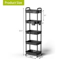 thumbnail image 3 of 5 Tier Rolling Cart Organizer,Bathroom Cart Organizers with Wheels Laundry Room Organization Mobile Shelving Unit Utility Cart Storage Shelves Multi-Functional for Office, Home(Black), 3 of 14