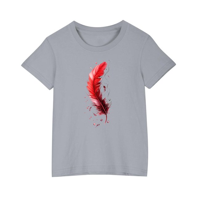 RXIRUCGD 2025 Vêtements d'Été pour Enfants T-shirt Imprimé Mode Mignon Col Rond Manches Courtes