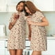 thumbnail image 4 of Fotbe Red Wine Bata de Dormir para Mujer con Estampado, Camisón de Algodón de Manga Corta, Ropa de Dormir Casual, 4 of 6