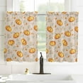 thumbnail image 2 of Orange Pumpkins Fall Kitchen Curtains 63 Inches Long, Thanksgiving Floral Burlap Rod Pocket Window Curtains Panels for Bedroom/Bathroom/Nursery, Light Filtering Treatment Curtains Drapes 52"x63", 2 of 3