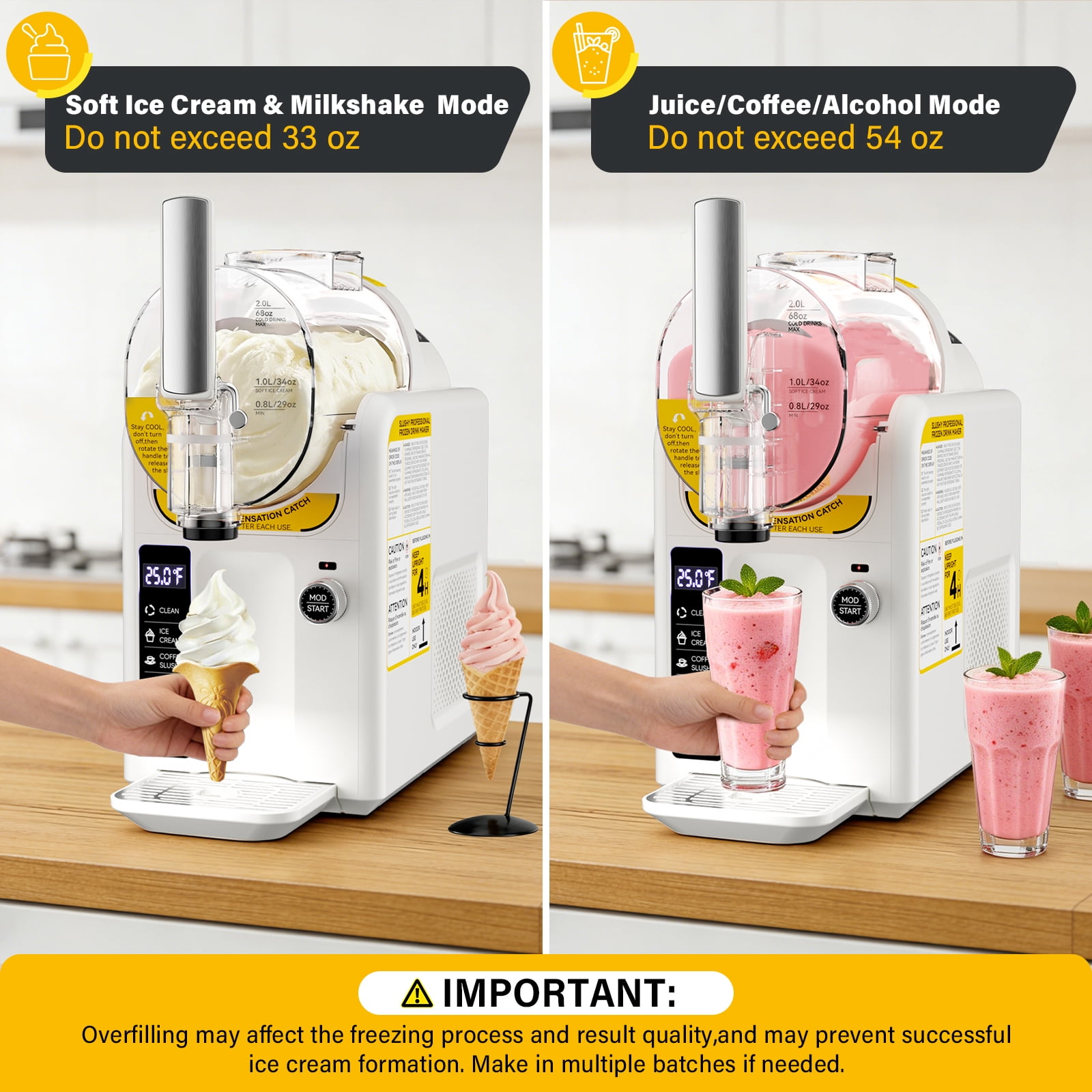 Slushie Machine & Soft Serve Ice Cream Machine, No Ice Needed, Self-Cleaning, 5 Presets for Soft Serve, Frozen Drink
