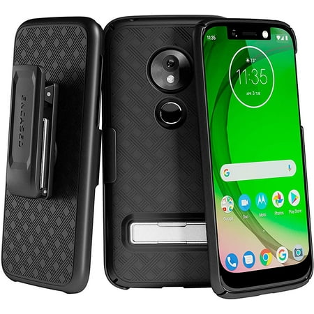 Encased Moto G7 Play Belt Case with Kickstand (2019 Slimline Series) Ultra Thin Cover w/ Holster Clip - (Best Elf Products 2019)
