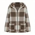 thumbnail image 6 of Otntypg Womens Fall Winter Fuzzy Shacket Jacket Trendy 2025 Plaid Flannel Long Sleeve Jackets Casual Oversized Hooded Cardigan Outerwear Coat with Pockets Khaki L, 6 of 6