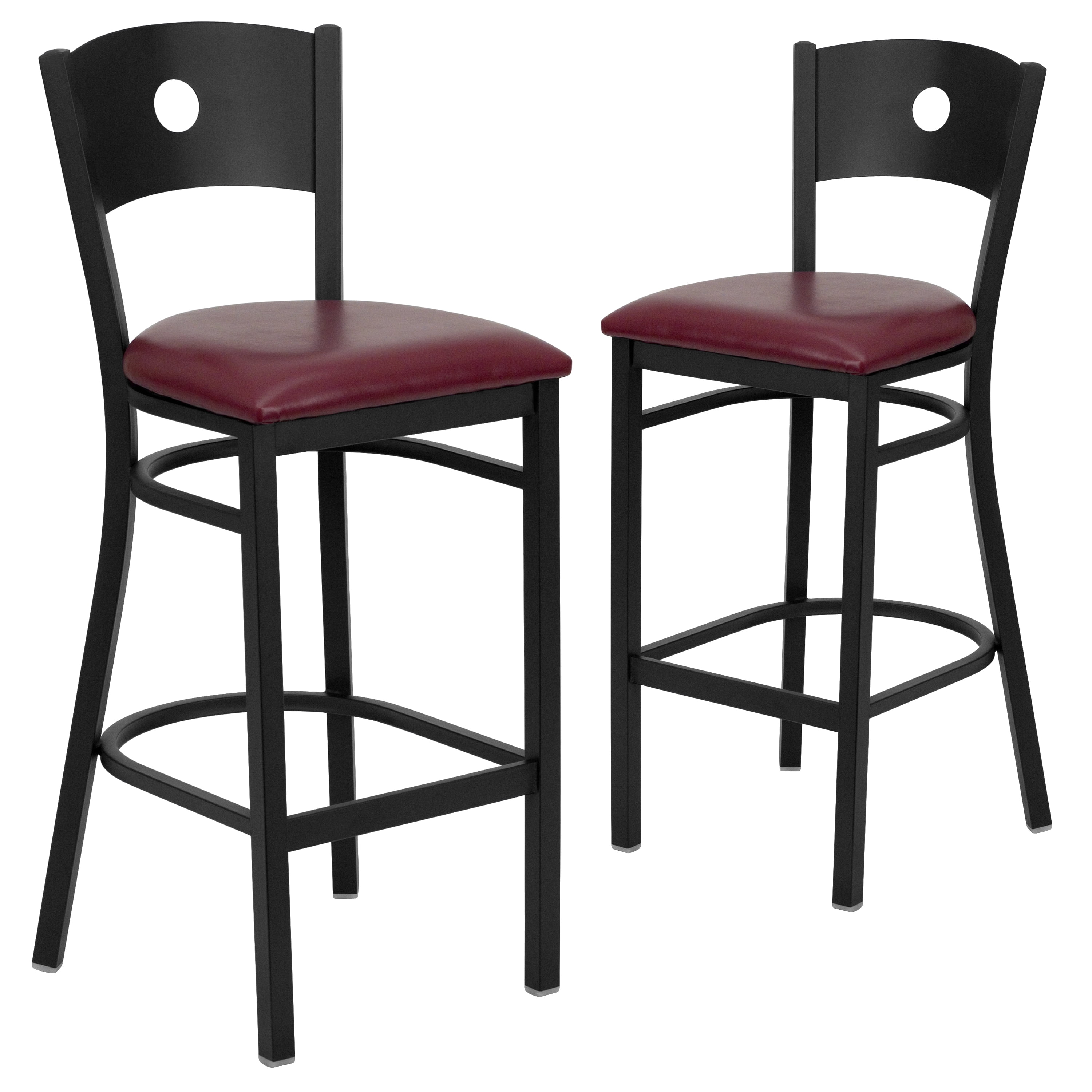 Burgundy Vinyl Seat Flash Furniture 4 Pk HERCULES Series Black Circle Back Metal Restaurant Chair