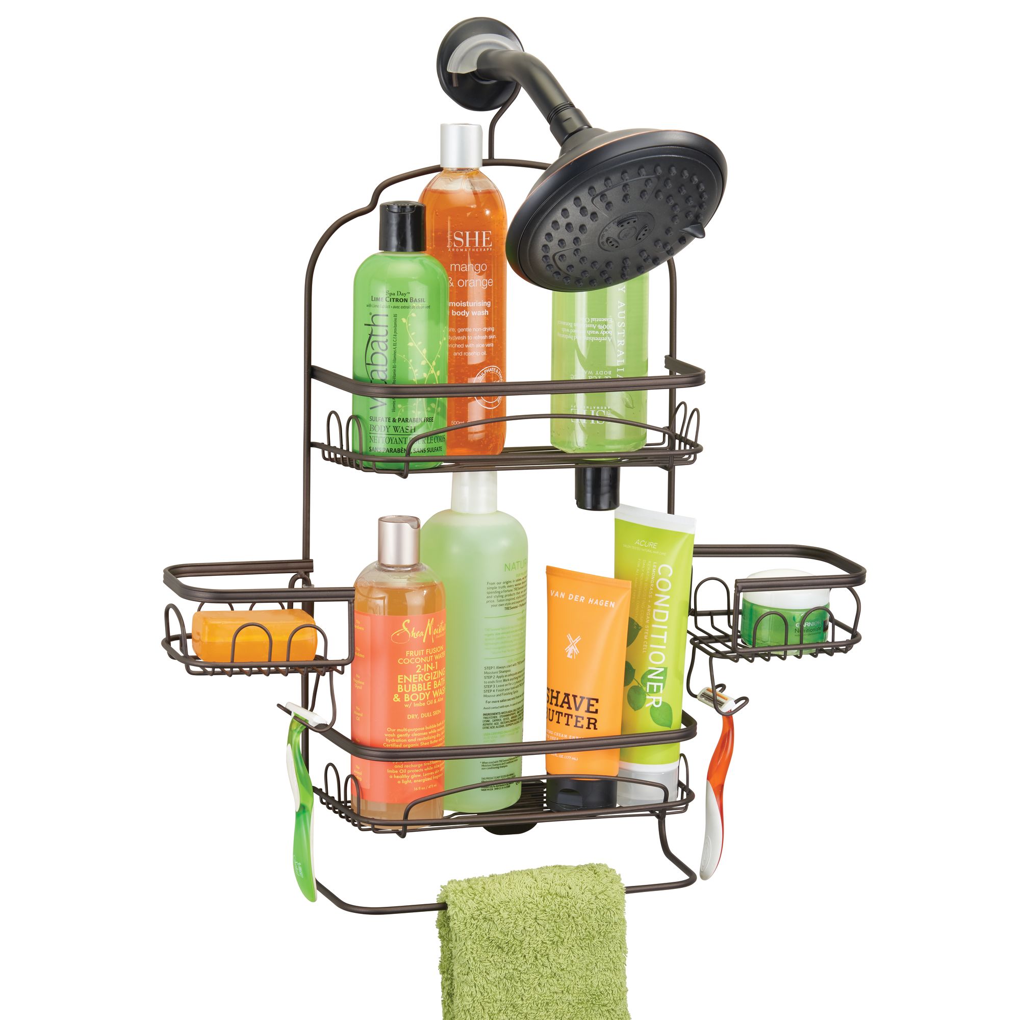 Better Homes & Gardens Bryn 3 Shelf Metal Swivel Shower Caddy, Bronze
