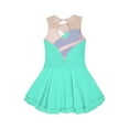 thumbnail image 4 of YUUMIN Kids Girls Mesh Splice Figure Ice Skating Dress Sleeveless Gymnastic Leotard Skirt Sequins Camisole Light Green 6, 4 of 7