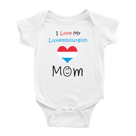 

I Love My Luxembourgish Mom Cute Baby Bodysuit Romper (White 3-6 Months)