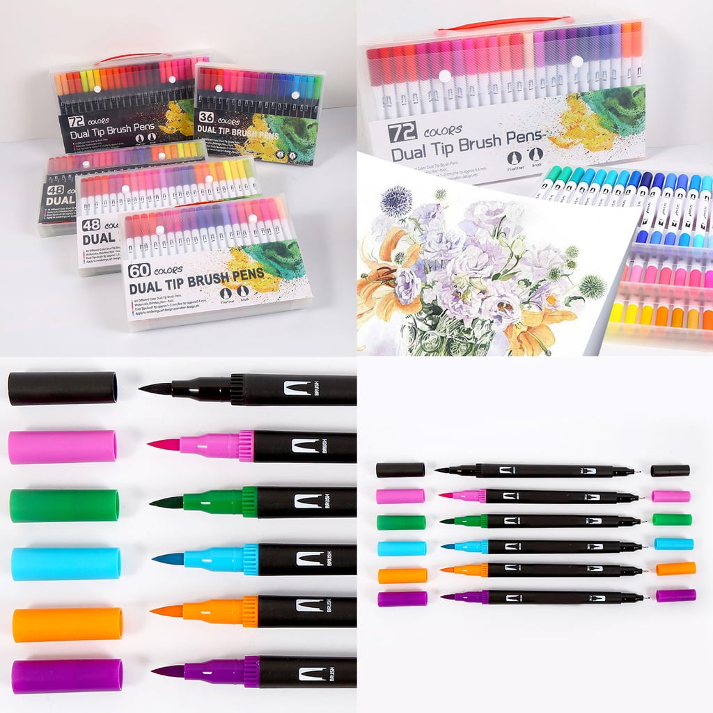 36/48/60/72/100 Colors Watercolor Pen Brush Pen Double Ends Markers forAdu1t