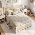 thumbnail image 1 of Costway Full Size Rattan Bed Frame with Headboard, 2 Storage Drawers & Space, White, 1 of 10