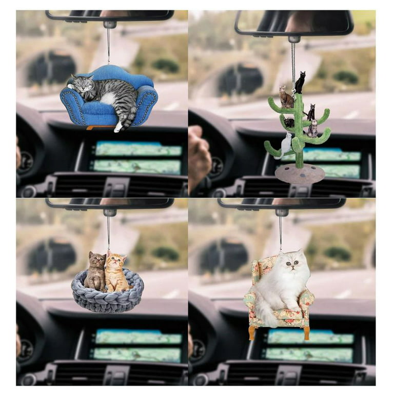 PWFE Car Rear View Mirror Charms Decoration, Cute Cat Car Interior Rearview  Mirror Decoration, Car Rearview Mirror Interior Suspension Pendant 