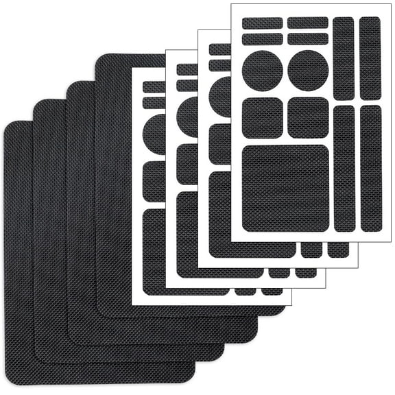 8Pcs 2 Styles Phone Grip Tape Black Adhesive Traction Soft Rubber Waterproof Textured Decal Pre-Cut Non Slip Kit Finger Grip Stickers for Cell Phones Cases Mouse Laptop Tablet Tools Supplies