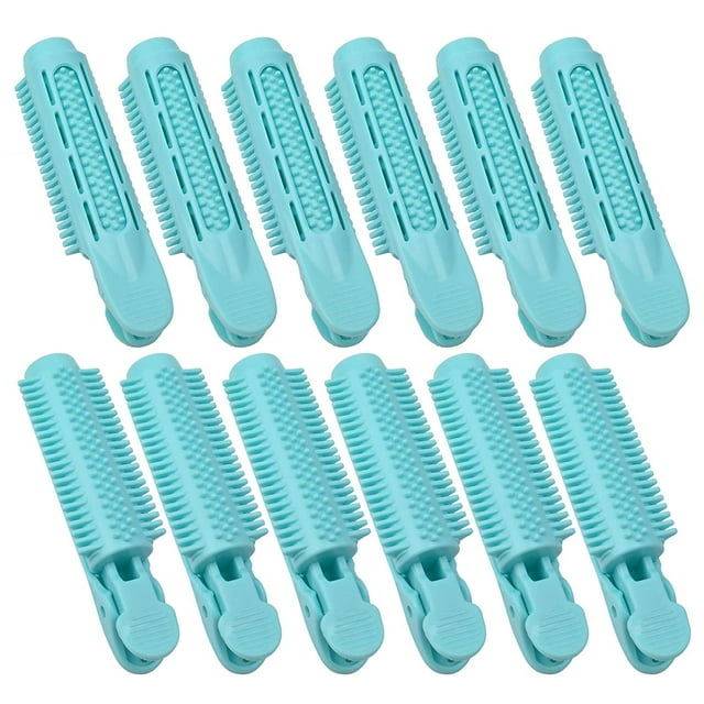 ZECATL 12 Pcs Pince à Racines Volumisante, Pince à Cheveux Naturelle Duveteuse Pince à Racines Auto-Adhérente, Outil de Coiffage Ondulé Duveteux DIY pour Femmes Rouleaux à Cheveux Petits et Faciles à Transporter (Bleu)