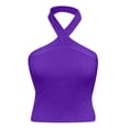 thumbnail image 3 of SEMIMAY Women Halter Neck Camisole Solid Color Tube Top Slim Short Vest T Shirt, 3 of 3